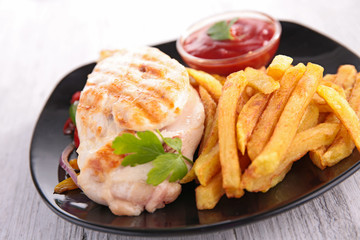 chicken breast and french fries