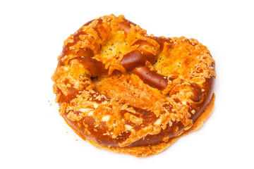 Cheese coated pretzel
