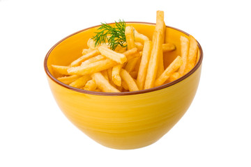 French fries on white background