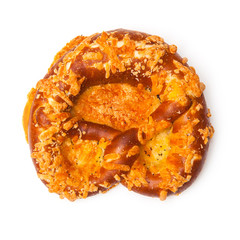 Cheese coated pretzel