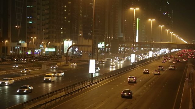 View of Sheikh Zayed Road skyscrapers in Dubai, UAE 