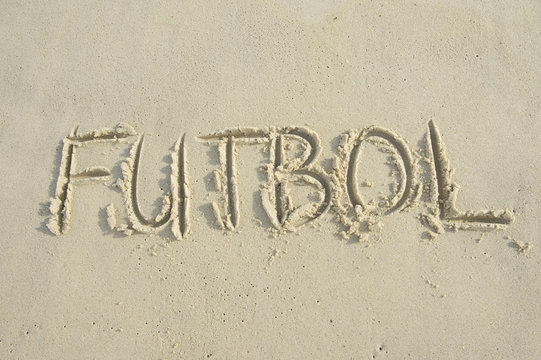 Futbol Handwritten Football Soccer Message Sand Beach