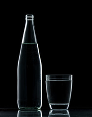 Bottle and Glass water clear isolate