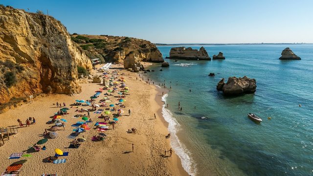 Famous Dona Ana Beach in Lagos, Time Lapse, Portugal