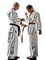 Aluminium Prints Martial arts karate men teenager students teacher teaching