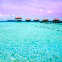 Over water bungalows with steps