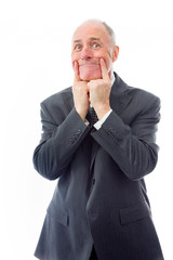 Businessman showing smiley face