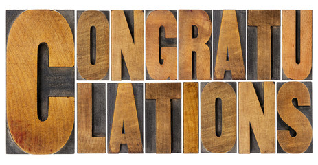 congratulations in wood type