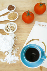Blank paper with baking ingredients