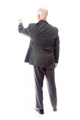 Rear view of a businessman blaming somebody