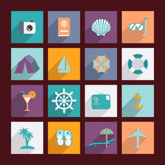 Travel and Vacation vector flat icons