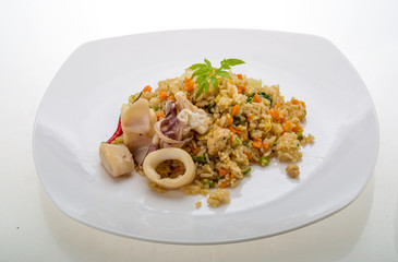 Fried rice with calamari