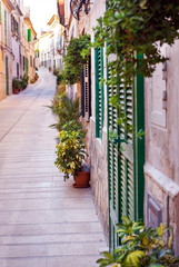 Narrow street in the old Mediterranean town