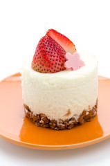 Strawberry cheesecake isolated on white background