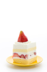 Strawberry cheesecake isolated on white background