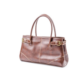 Woman leather bag isolated white background