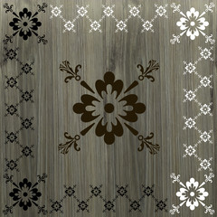 Caligraphic border floral on wood background vector illustration