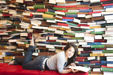 girl in a library