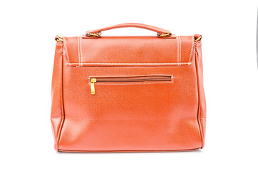 Woman leather bag isolated white background