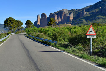 The Mallos de Riglos, set of conglomerate rock formations, Spain