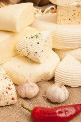 White cheese with spices and vegetables