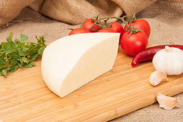 White cheese with spices and vegetables