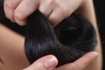 Obraz premium Woman with beauty long black hair