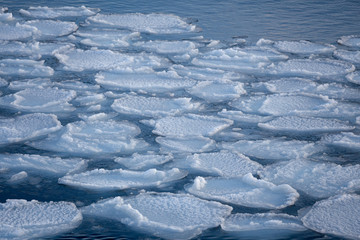 Winter on shore of the Okhotsk Sea in Abashiri (Japan).