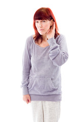 Mature woman trying to listen
