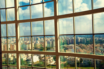 View of Netanya, Israel from high rise window
