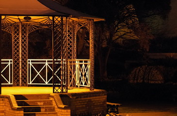 music venue bandstand at night