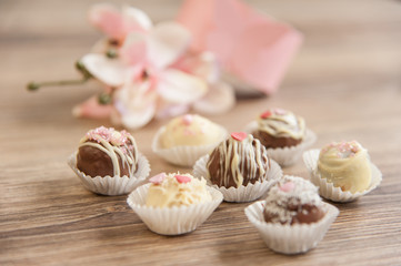 Praline weiße und braune Schokolade