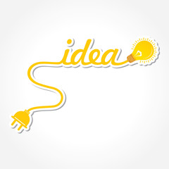 Idea word with light-bulb and electric plug stock vector
