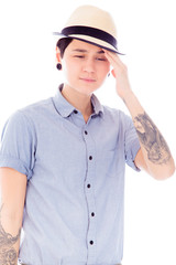 Young woman suffering from headache