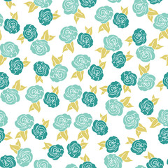 blue vintage roses seamless pattern