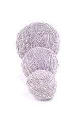 3 Yarn balls isolated on white