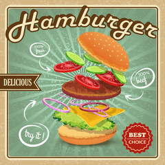 Hamburger retro poster