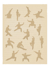 Set of images of people of engaged Kung fu