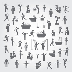 action people and  hygiene icons set