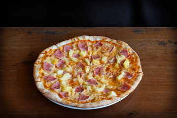 Hawaiian Pizza , pineapple , ham and cheese