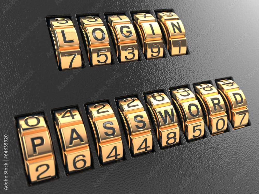 Poster internet security concept, login and password.