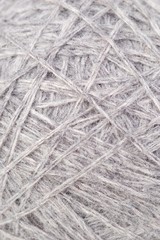 grey yarn ball closeup