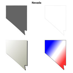 Nevada blank outline map set