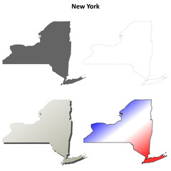 New York blank outline map set
