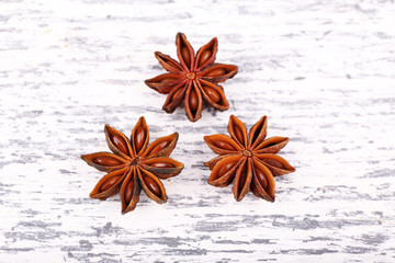 Beautiful anise on wooden table