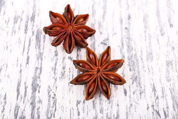 Beautiful anise on wooden table