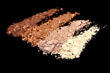 Crushed eyeshadow isolated on black