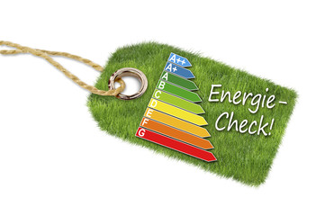 Label mit Wiese und Energiecheck
