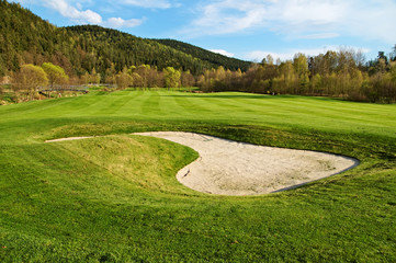 White sand bunker on the golf course