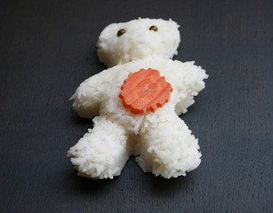 cooked rice of bear shape